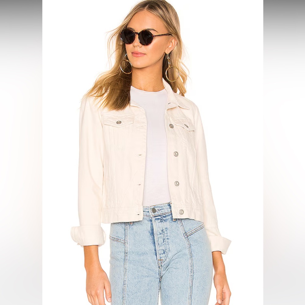 x We The Free Rumors Denim Jacket in Ivory. Size Small. NWT